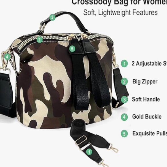 Camouflage Print Bag with Straps - Picture 7 of 8